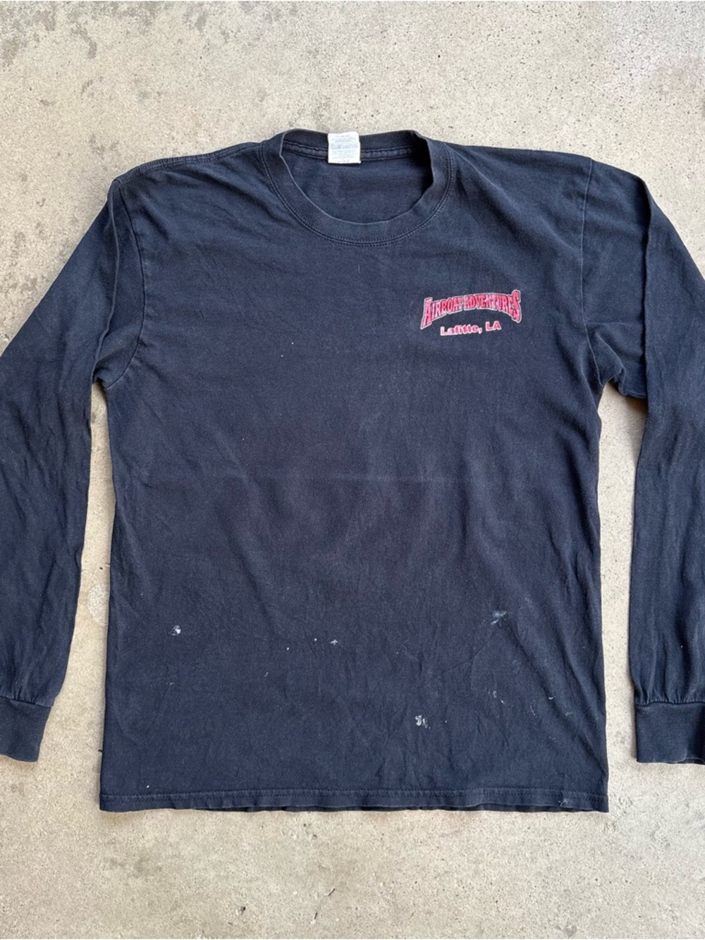 Airboat Adventures Long Sleeve Shirt Men's Medium Black with Paint Stains